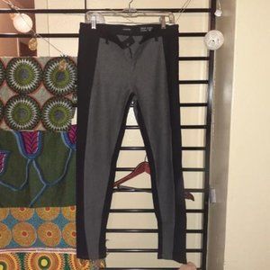 grey and black stretch pants